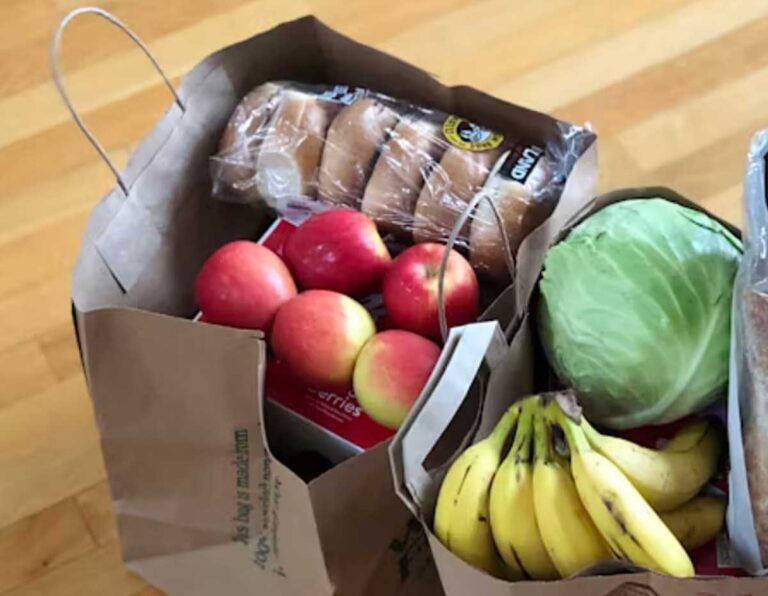 items in grocery bag showing how inflation reduces purchasing power